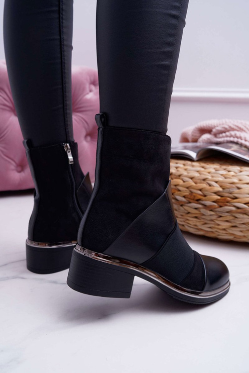 Dámské Kotníkové Boty s Ozdobnou Gumičkou černé Mange