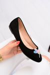 Zamszowe Czarne Damskie Balerinki Blume