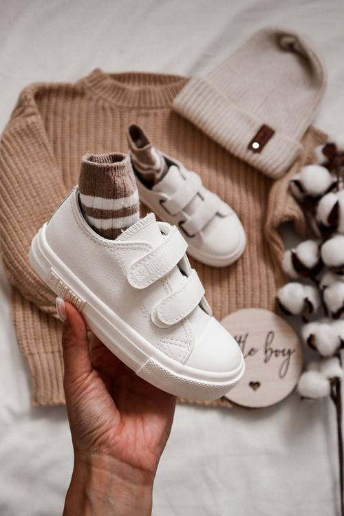 Dětské kožené tenisky na suchý zip BIG STAR KK374093 Bílá