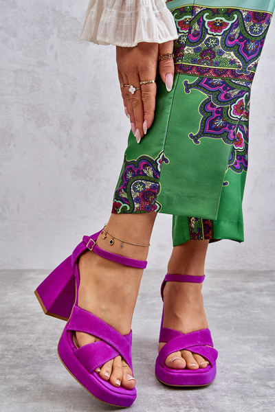 Dámske semišové vysoké podpätky Lewski Shoes 3221 Fuchsia