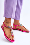 Semišové sandále flip -flops s kameňmi ružové frency