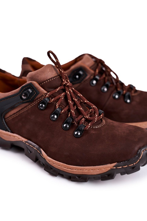 Pánska kožená kožená turistická topánky bednarek hnedá