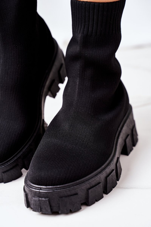 Boty Workery Z Elastické Látky Na Platformě Černé Inspiration