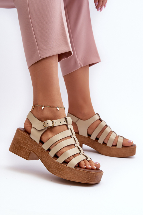 Dámské kožené sandály Zazoo 40410 béžové