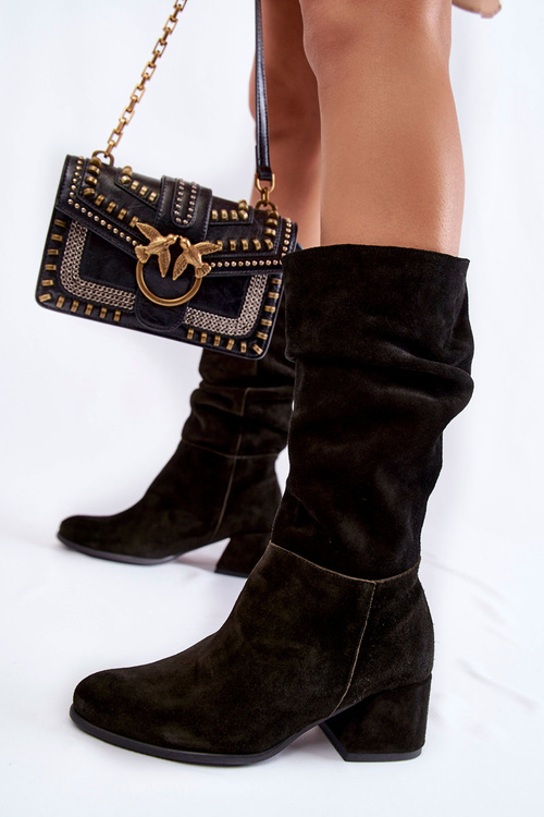 Dámské skládané semišové boty černe Alfra