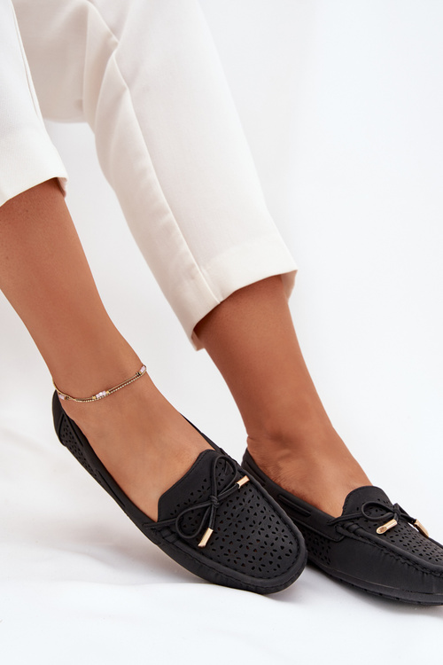 Dámske Mokasíny S Perforovaným Vzorom A Šnurovaním Čierne Mirisa
