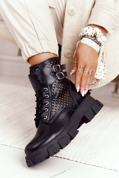 Prolamované Kotníkové Boty Na Platformě Černé Blown Away