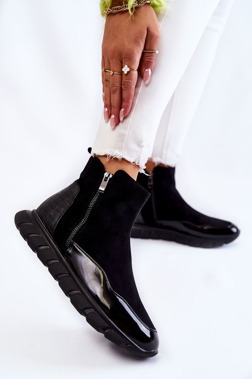 Semišové dámské kotníkové tenisky Vinceza 23-10789 Černé