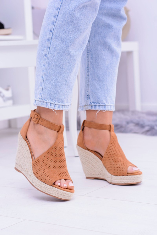 Suede espadrilles sandále na klinovom ťavom slnku