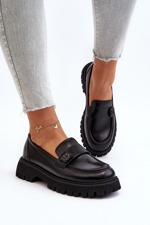 Čierne dámske mokasíny Flanila s remeňom