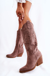 Suede Boots Cowboy topánky s otvoreným modelom hnedá naya