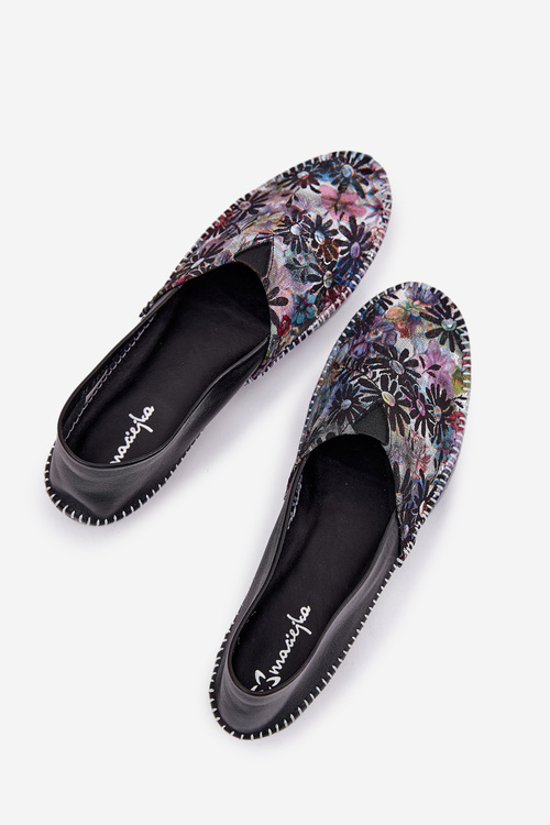 Kožené Baletky S Vzorom Maciejka T1930-39 Čierne