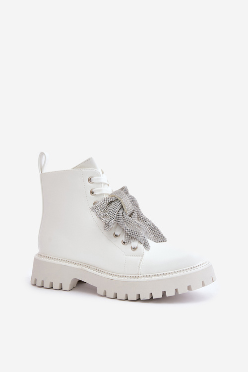 Dámske čižmy s mašľou biele Ocenttia