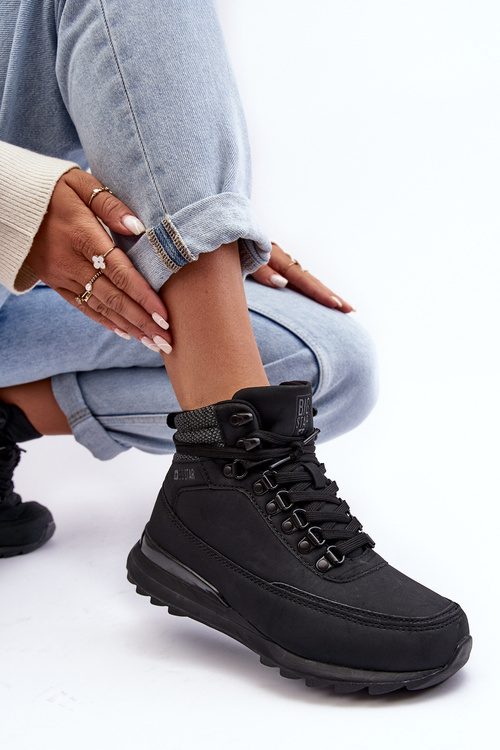 Trekkingové topánky čipky -up čiernej veľkej hviezdy MM274677