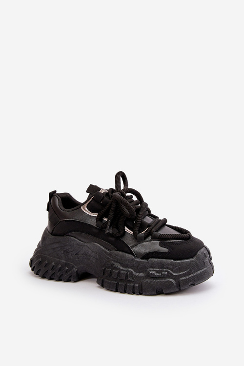 Dámske tenisky na masívnej podrážke čierne Nevela