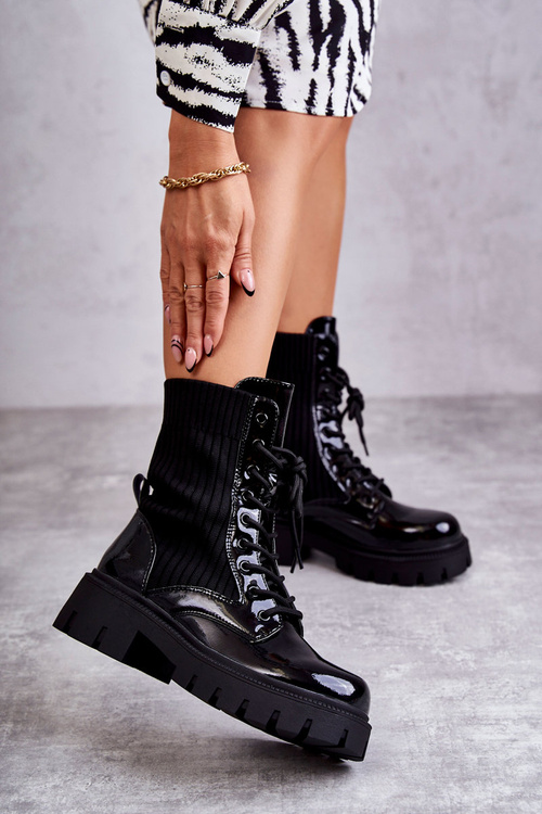 Ženské lakované topánky s čiernou ponožkou Abigail