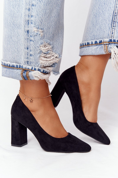 Semišové Lodičky Na Podpatku Sergio Leone PB216 Černé