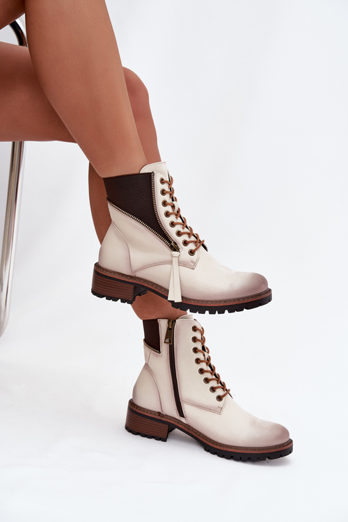 Dámské zimní kotníkové boty na klínu Vinceza 58559 béžové