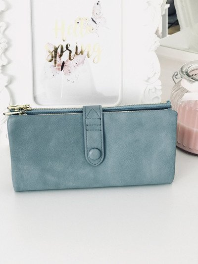 Veľká dámska modrá peňaženka Zlaté armatúry