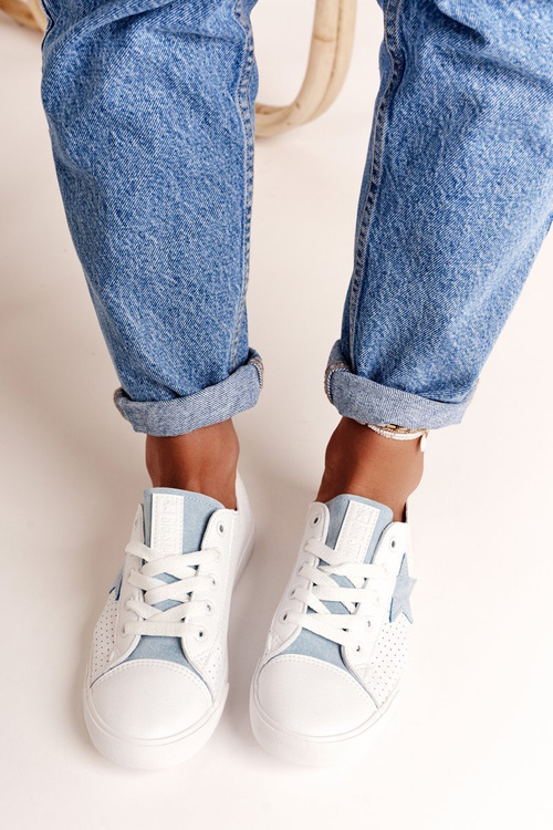 Dámské Kožené Tenisky S Hvězdou BIG STAR DD274692 Bílo-Modré