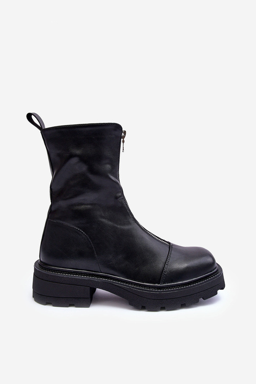 Dámske kožené topánky s čiernym zipsom Aravalur