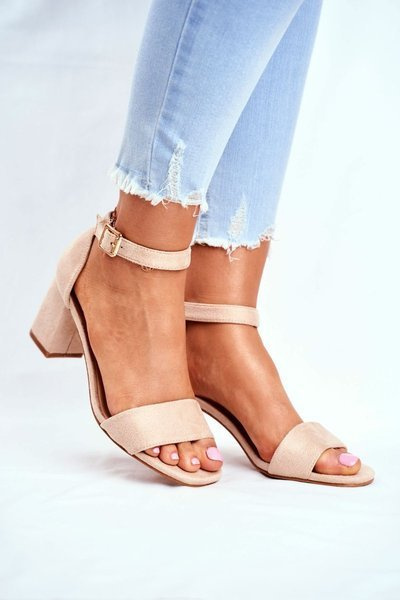 Semišové Sandály Na Podpatku Vinceza 20-17058 Béžové