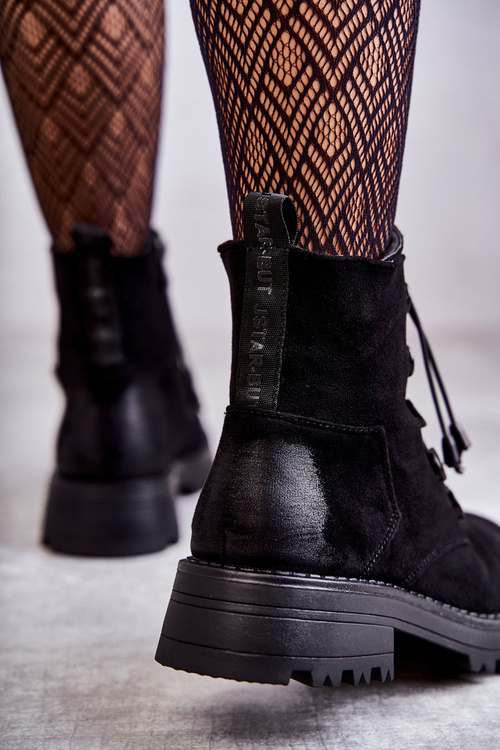 Dámské Semišove teplé boty s žebrovaným černe helia