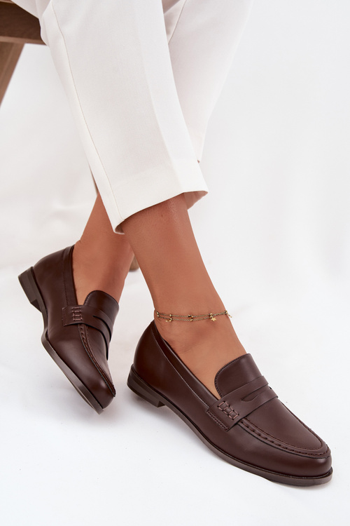 Mokasíny Loafers Ženy Z Eko Kože Hnedé Bessina