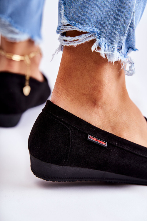 Dámské semišové mokasíny na klínku černé La Cava