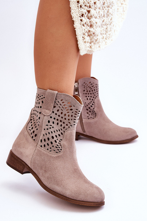 Dámske semišové topánky Openwork Lewski Shoes 3301 Cappuccino