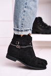 Black Eliza Suede Boots s reťazou