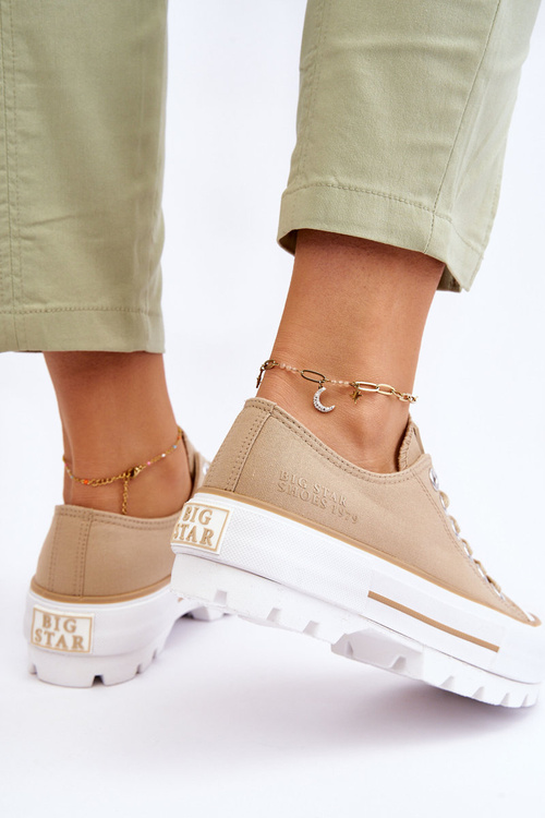 Materiálne tenisky na veľkej hviezde LL274154 Beige Platform