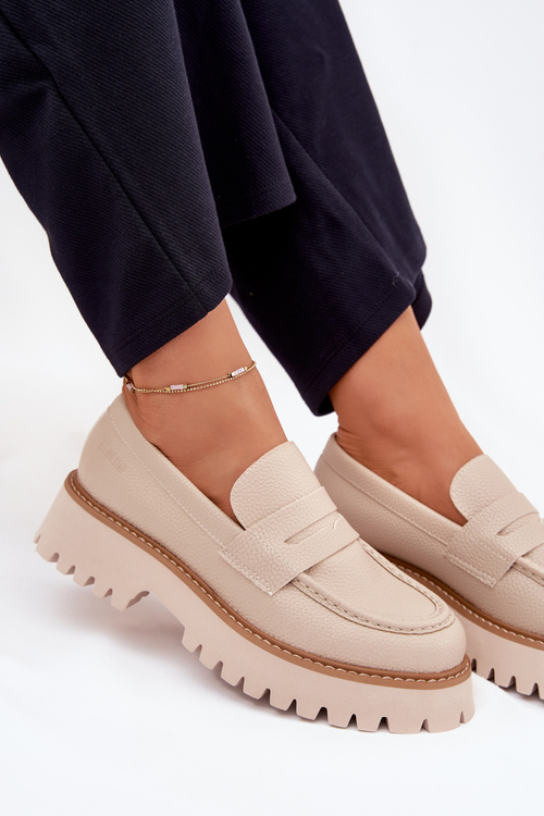 Dámské Mokasíny Na Platformě A Plochém Podpatku Big Star NN274050 Béžové