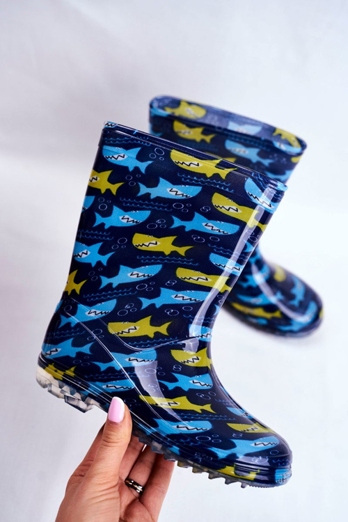 Detský gumový galoshes Navy Blue Shark