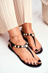 Dámske gumové sandále Black Flip -flops Denise Pearls