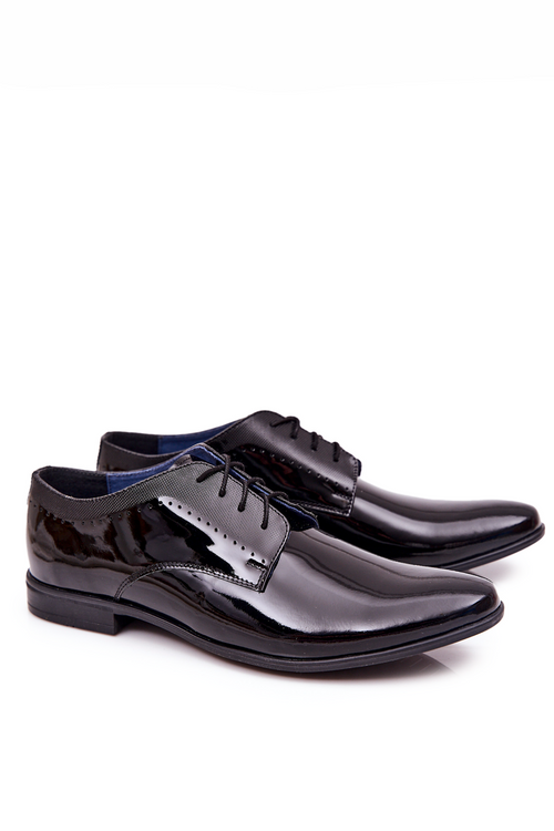 Elegantní Lakované kožené boty Bednarek 724 Černé