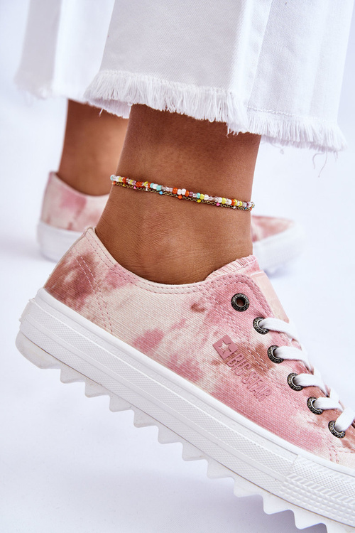 Módne nízko veľké hviezdy LL274044 Pink-Beige tenisky