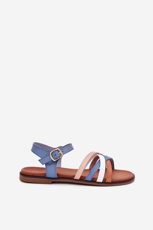 Dámske Sandále S Prepletajícími Pásikmi Modré Sergio Leone SK090H