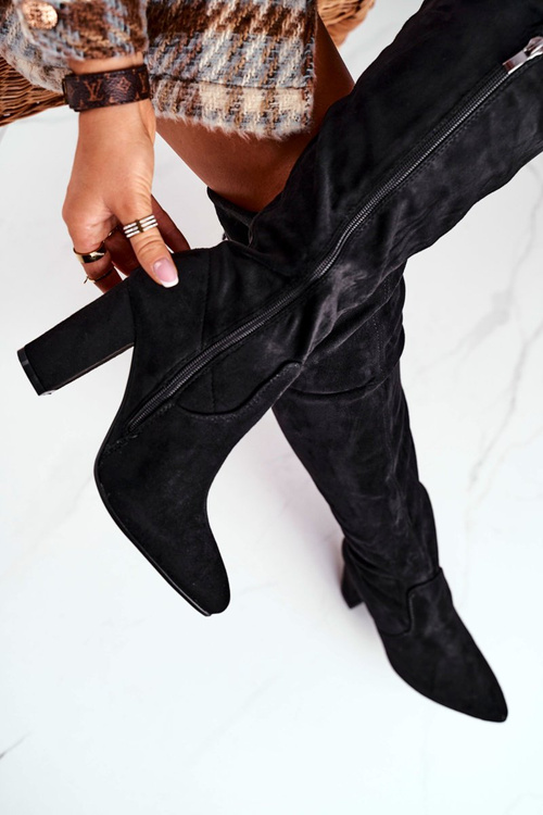 Dámské Kozačky Eko-semiš Černé First Time