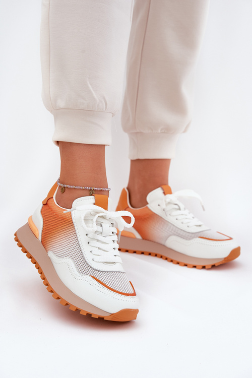 Kožené Športové Topánky S Mrežou Dámske Vinceza 66775 Oranžové