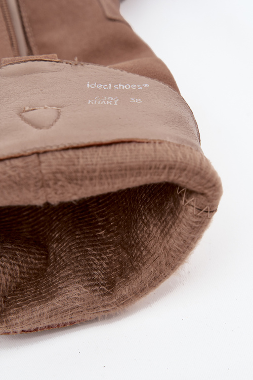 Kožené Semišové Kozačky Dámské Zateplené Khaki Urselle