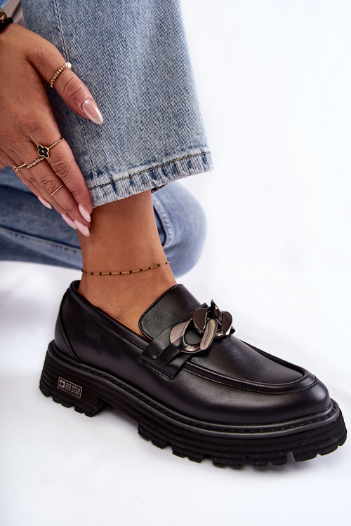 Dámska kožená topánka veľká hviezda kk274498 čierna