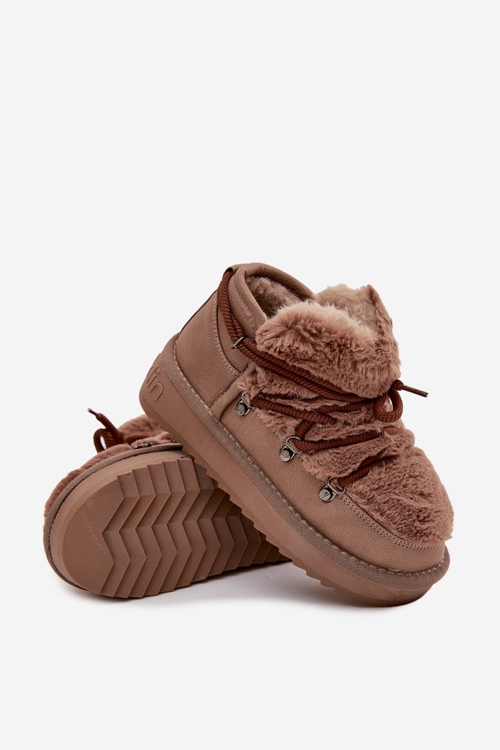 Dětské mládežnické sněhule s kožíškem DFranklin DFSH370011 hnědé