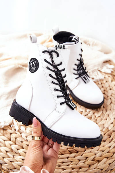 Dětské Oteplené Boty Workers Bílé Rosalie