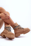 Dámske semišové čipky -up topánky Dark Beige Acorn