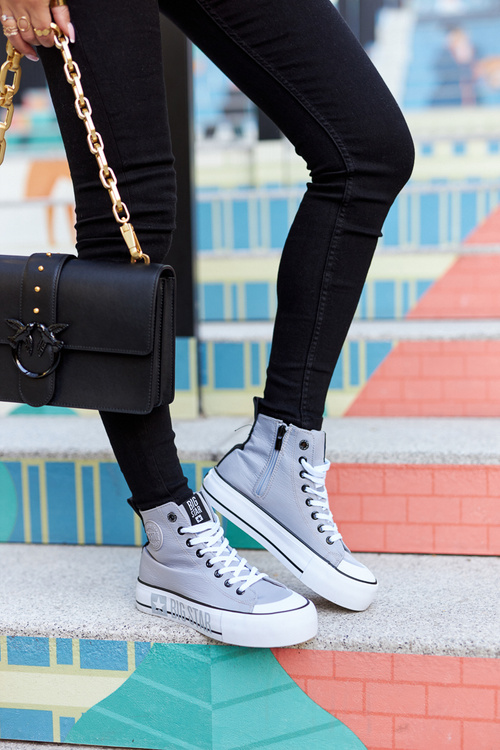 Vysoké tenisky na šedej platforme Big Star II274016