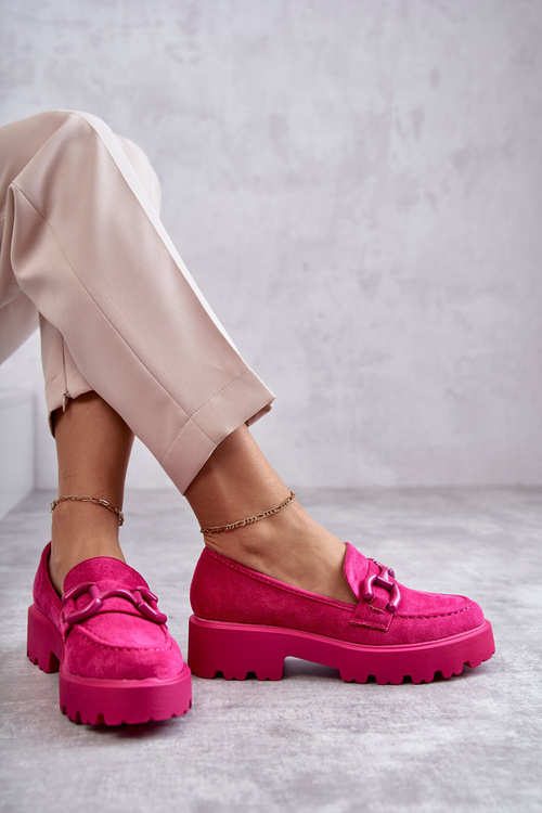 Dámske semišové topánky na ružovej platforme Gunn