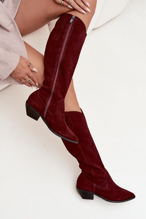 Kozaky Kovábojky Z Prírodného Semišu S Vyhrievaním Zazoo 4225 Bordó