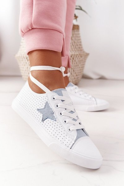 Dámské Kožené Tenisky S Hvězdou BIG STAR DD274692 Bílo-Modré