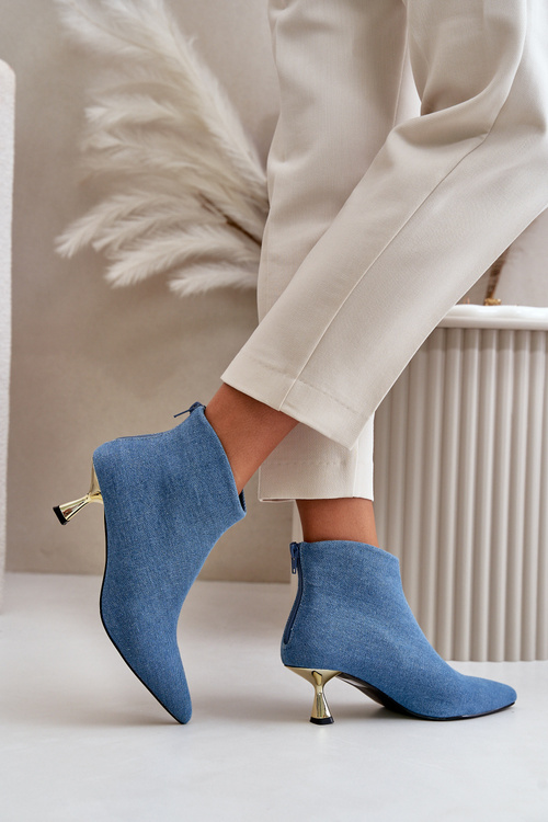 Jeansové Botky Na Špičce Modré Eberpia